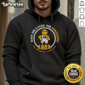 Premium Race For A Cure hoodie from 1982, featuring vibrant graphics supporting children's health initiatives in Africa.
