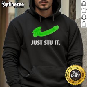 Alt Text: Premium Stu Feiner Just Stu It Hoodie in black, featuring bold graphics and a comfortable fit, perfect for casual wear.