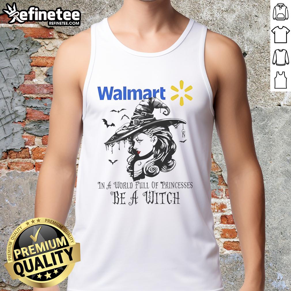 Pretty Walmart Halloween tank top featuring 'In a World Full of Princesses Be a Witch' design, perfect for festive celebrations.