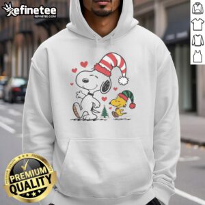 Alt Text: Cute Snoopy and Woodstock Christmas love hoodie featuring festive designs perfect for holiday celebrations.