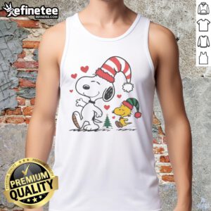 Cute Snoopy and Woodstock Christmas love tank top featuring festive graphics and vibrant colors for holiday cheer.
