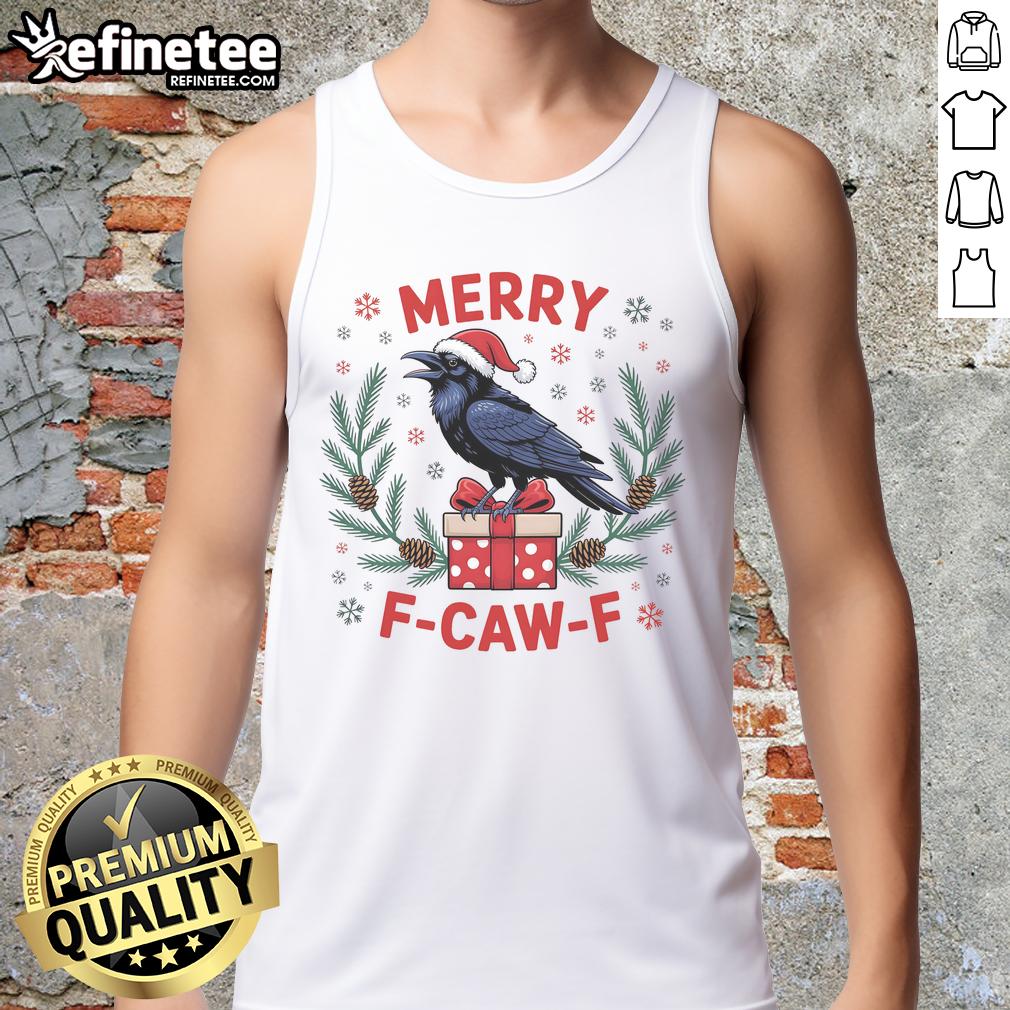 Funny Christmas F Caw F Raven Xmas tank top featuring a playful raven design for festive holiday celebrations.