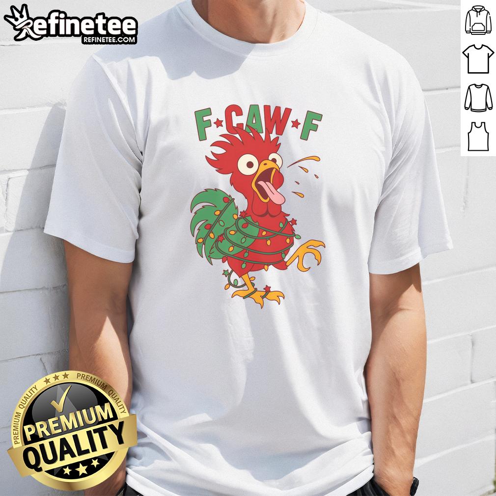 Funny F-Caw-F Christmas Santa Crow T-Shirt featuring a playful Santa crow design for festive humor.