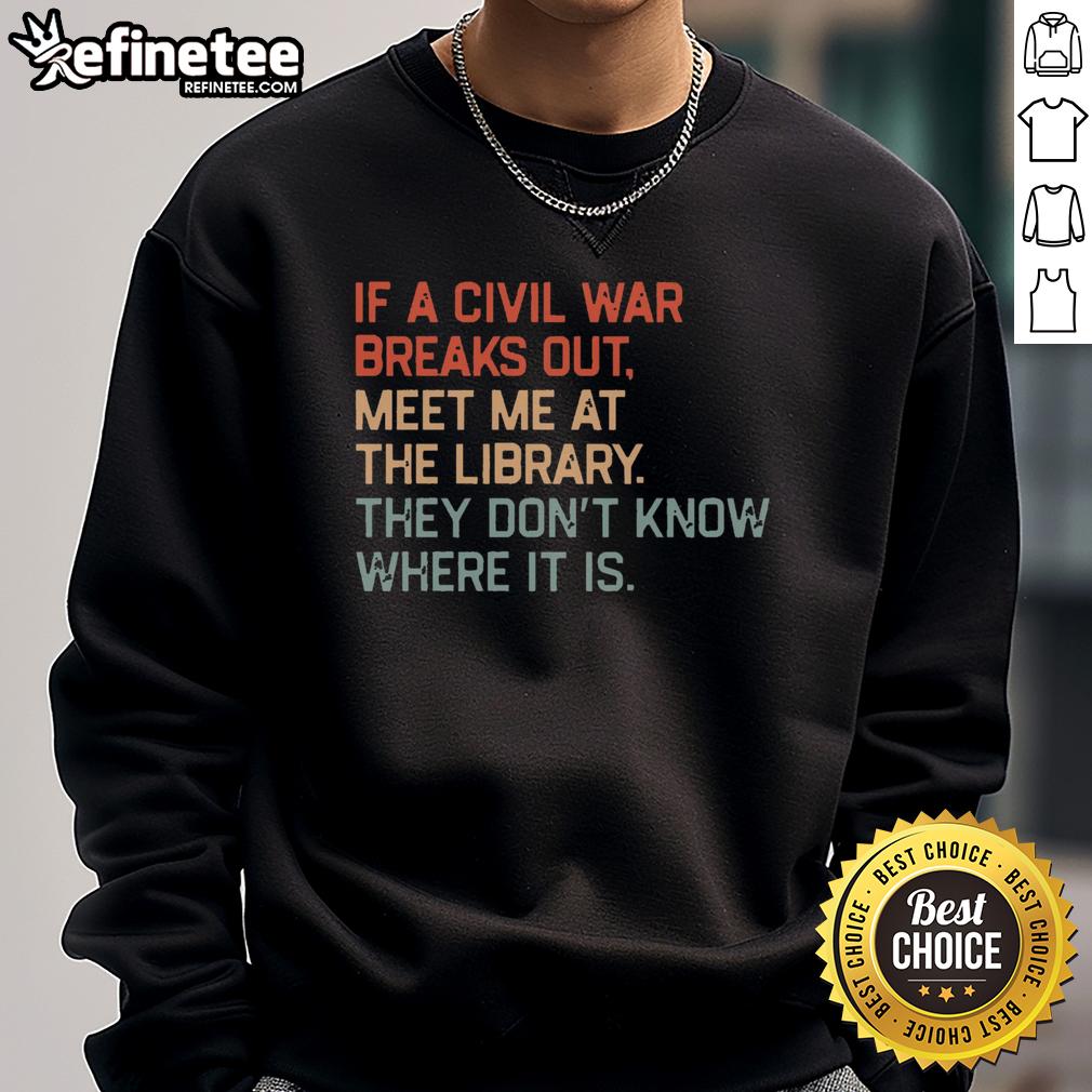 Funny Meet Me At The Library Sweatshirt featuring playful text design, perfect for book lovers and library enthusiasts.