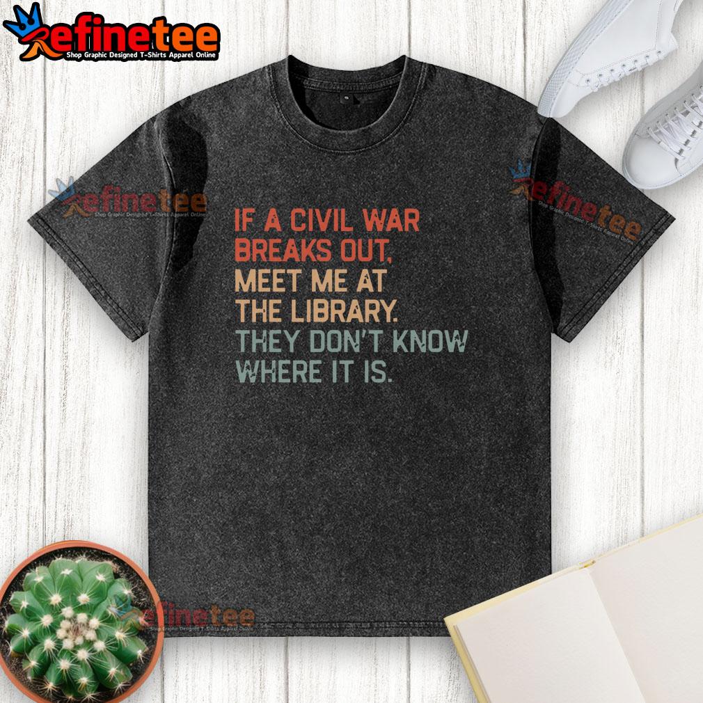 Funny Meet Me at the Library washed t-shirt featuring a humorous book-themed design, perfect for book lovers and library enthusiasts.