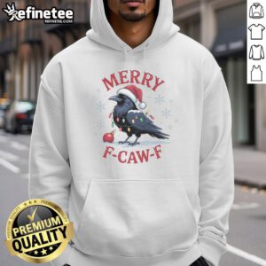Funny Merry F Caw Christmas hoodie featuring a playful crow design for a festive holiday look.