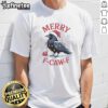 Funny Merry F-Caw-F Crow Christmas X-Mas T-Shirt featuring a humorous crow graphic and festive design.