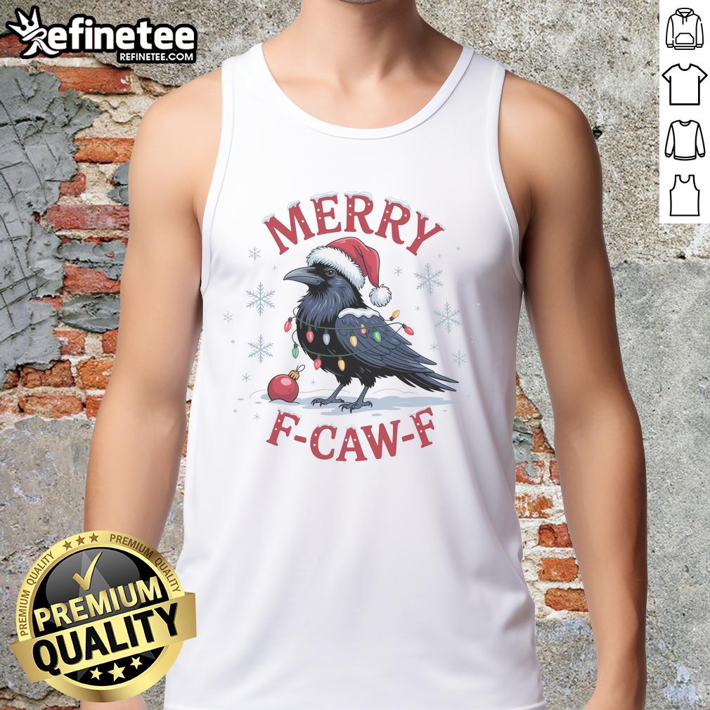 Funny Merry F Caw F Crow Christmas X Mas Tank Top featuring a playful design for festive holiday wear.
