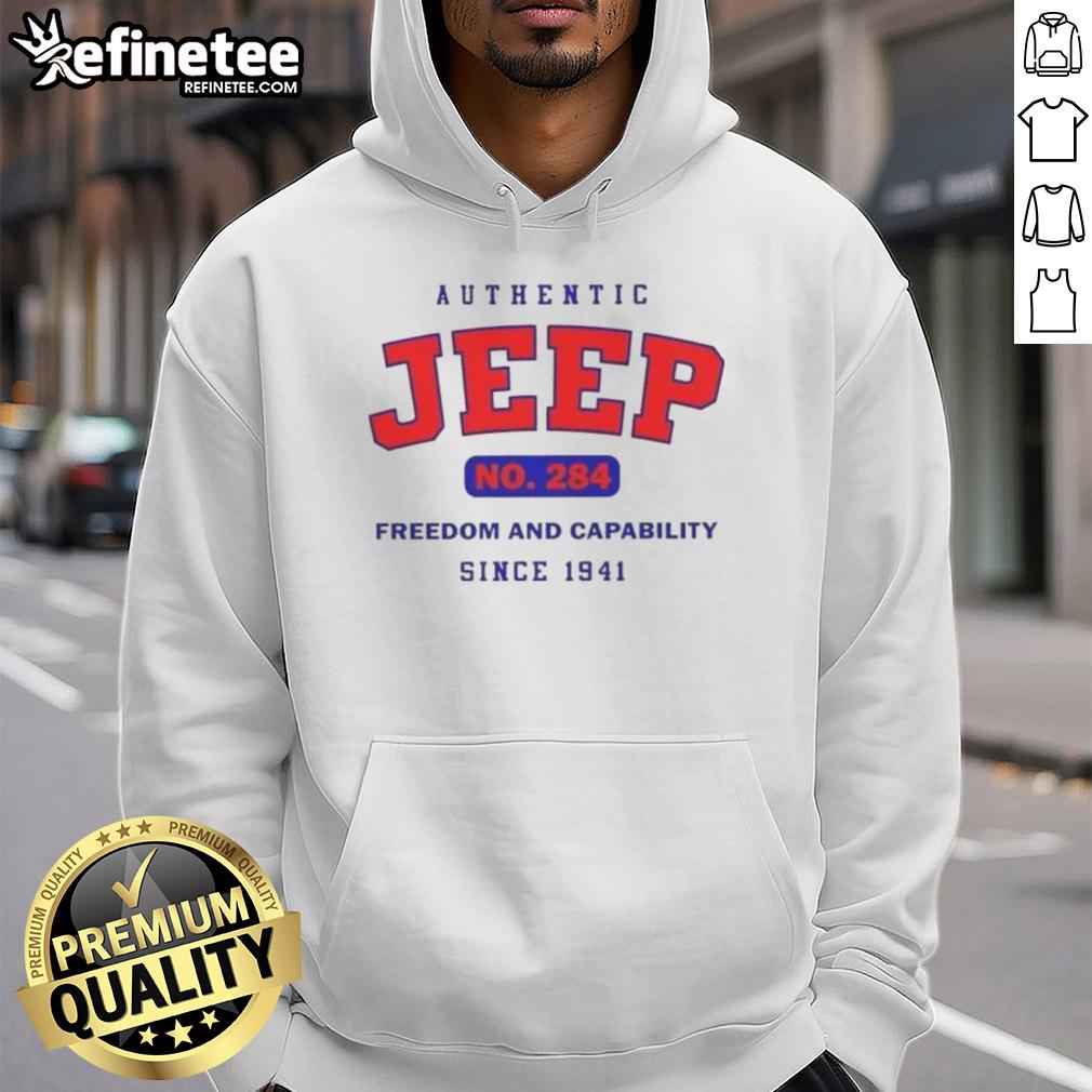 Good Authentic Jeep No. 284 hoodie showcasing freedom and capability since 1941, perfect for Jeep enthusiasts.
