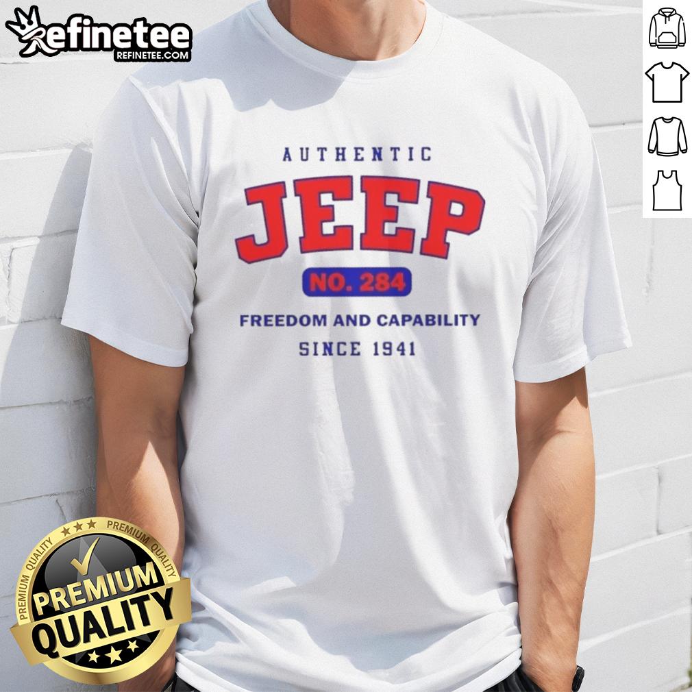 Good Authentic Jeep No 284 T-Shirt featuring 'Freedom and Capability Since 1941' design in vintage style.