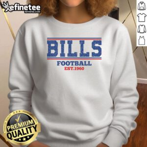 Vintage retro Good Bills football sweatshirt, est. 1960, featuring classic team colors and logo design for fans.