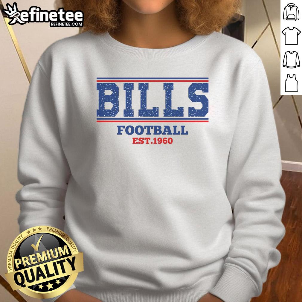Vintage retro Good Bills football sweatshirt, est. 1960, featuring classic team colors and logo design for fans.