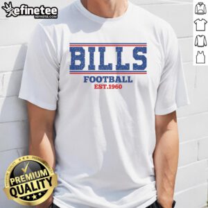 Vintage retro Good Bills Football Est 1960 team T-shirt featuring classic design and team colors for fans.