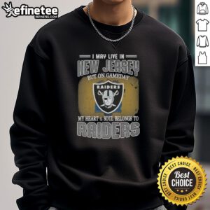 Raiders sweatshirt showcasing pride for the team, perfect for game day, even in New Jersey.