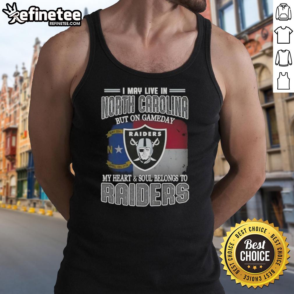 North Carolina fan wearing a Raiders tank top, showcasing team spirit on game day with pride and style.