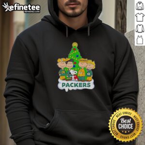 Good Peanuts characters Christmas hoodie featuring Green Bay Packers design, perfect for festive football fans.