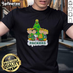 Good Peanuts Characters X Green Bay Packers Christmas T-Shirt featuring festive designs and team spirit for the holidays.