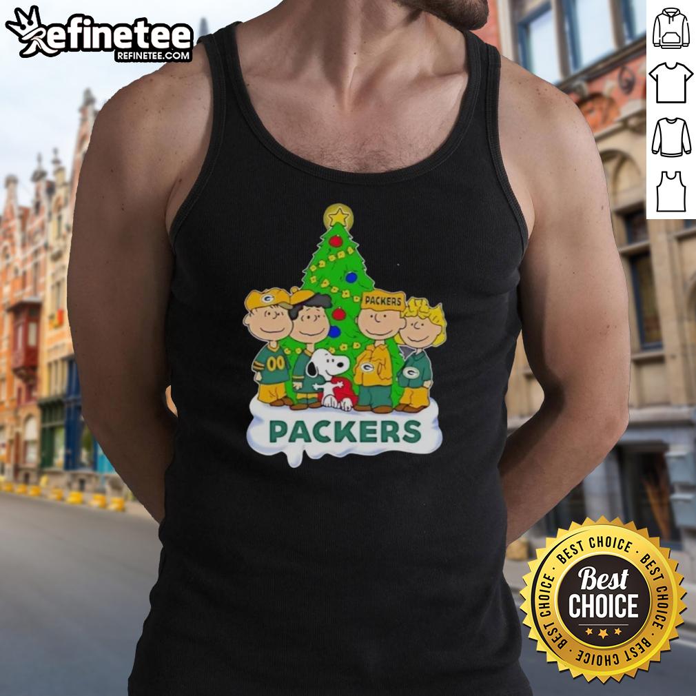Good Peanuts Characters X Green Bay Packers Christmas tank top featuring festive designs and team spirit for the holidays.