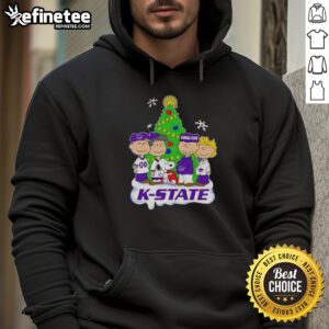 Good Peanuts characters Christmas hoodie featuring Kansas State Wildcats logo, perfect for holiday cheer and fandom.