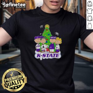Good Peanuts Characters X Kansas State Wildcats Christmas T-Shirt featuring festive designs and team colors for holiday cheer.