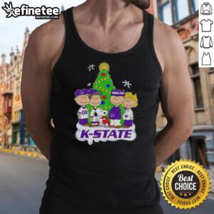 Good Peanuts characters in Kansas State Wildcats Christmas tank top, perfect for festive holiday celebrations.