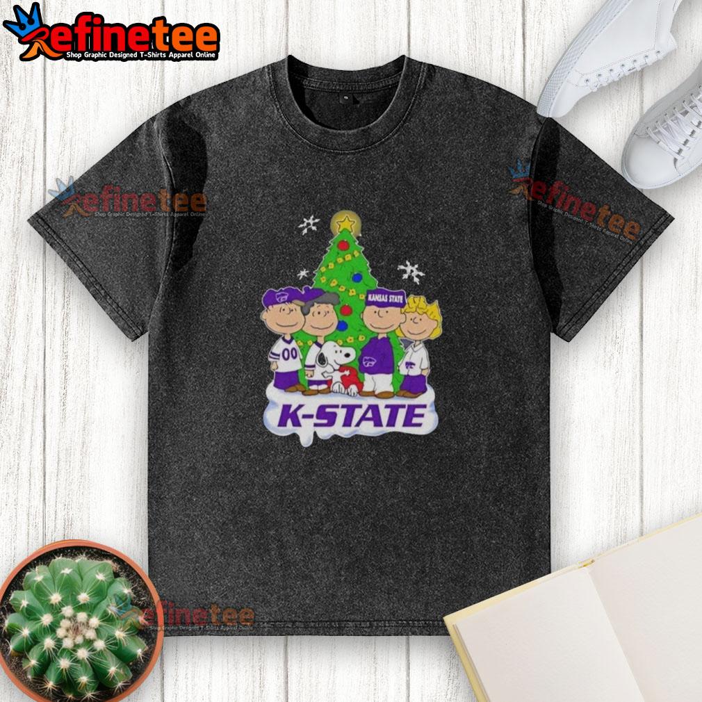 Good Peanuts Characters X Kansas State Wildcats Christmas Washed T-Shirt featuring festive designs for fans.