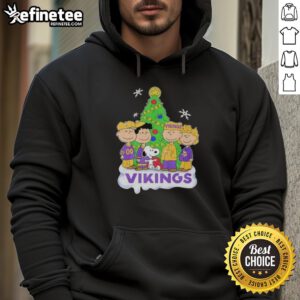 Good Peanuts characters in Minnesota Vikings Christmas hoodie, perfect for festive fans and holiday cheer. Ideal gift!