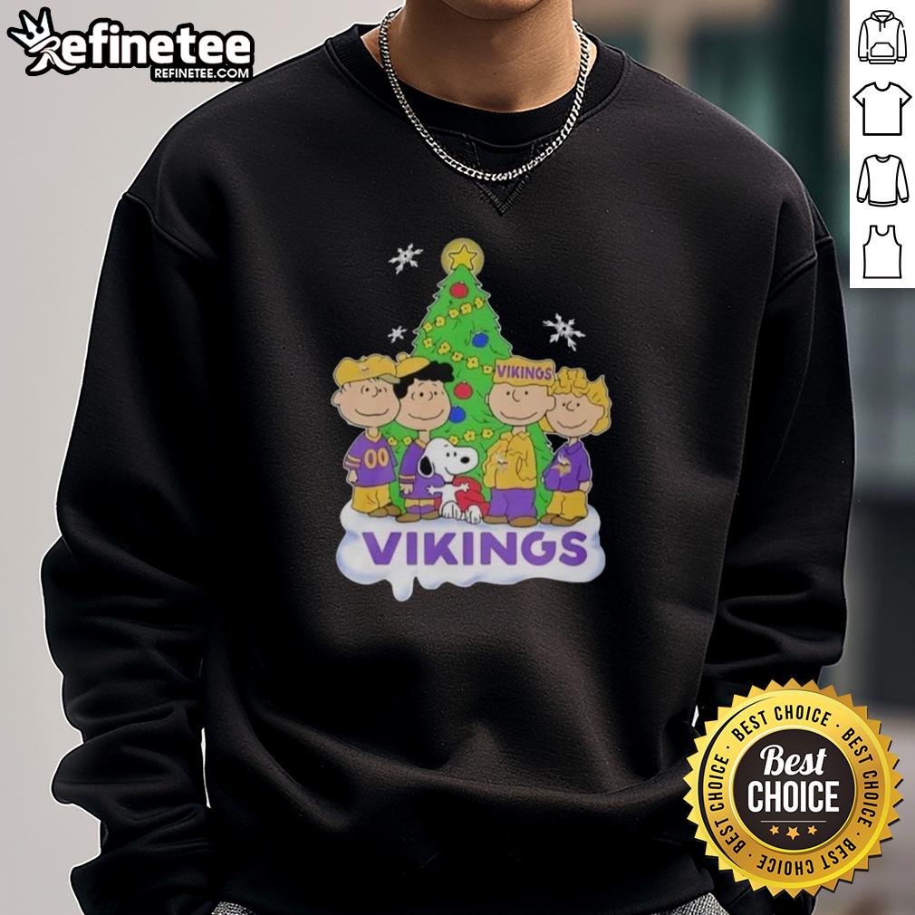 Good Peanuts Characters X Minnesota Vikings Christmas Sweatshirt featuring festive designs perfect for holiday cheer.