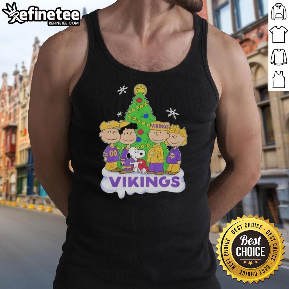 Good Peanuts Characters X Minnesota Vikings Christmas Tank Top featuring festive designs perfect for holiday celebrations.