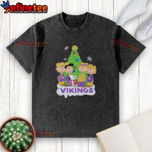 Good Peanuts Characters X Minnesota Vikings Christmas Washed T-Shirt featuring festive designs and team colors.