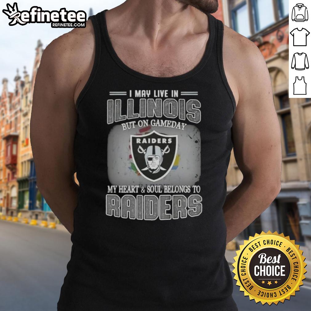 Stylish tank top featuring 'On Gameday, My Heart and Soul Belongs to Raiders' design, perfect for Illinois fans.