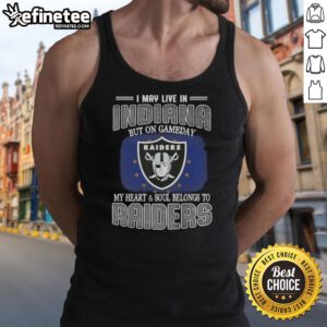 Alt Text: Woman wearing a Raiders tank top, showing team spirit on game day in Indiana, showcasing her love for the Raiders.