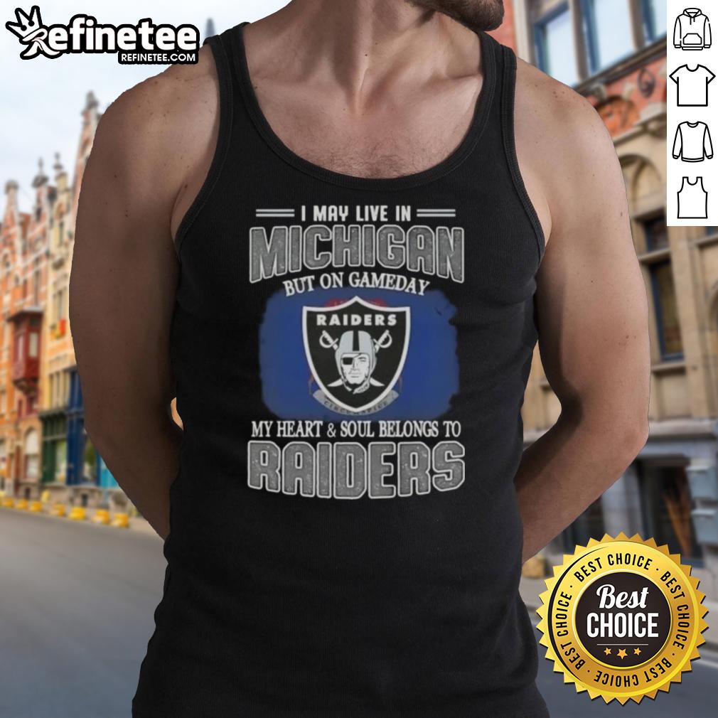 Stylish tank top featuring 'On Gameday, My Heart and Soul Belongs to Raiders' for Michigan fans.
