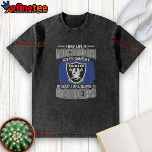 Raiders washed t-shirt for game day, showcasing pride for the team, perfect for fans living in Michigan.