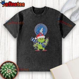 Alt Text: Minnesota Timberwolves Christmas Grinch Santa Hat holiday washed T-shirt, perfect festive gear for fans.