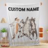 Nice Cat Friends Laying Doodle Blanket Fleece Customized Blanket