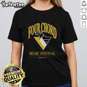 Nice Four Chord Music Festival Pittsburgh Penguins Hockey NHL ladies tee featuring vibrant graphics and team colors.