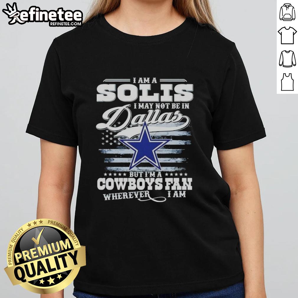 Stylish ladies tee featuring 'I'm a Cowboys fan wherever I am' design, perfect for Dallas Cowboys supporters.