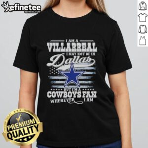 Villarreal ladies tee showing Cowboys pride, perfect for fans who support Dallas anywhere they go.