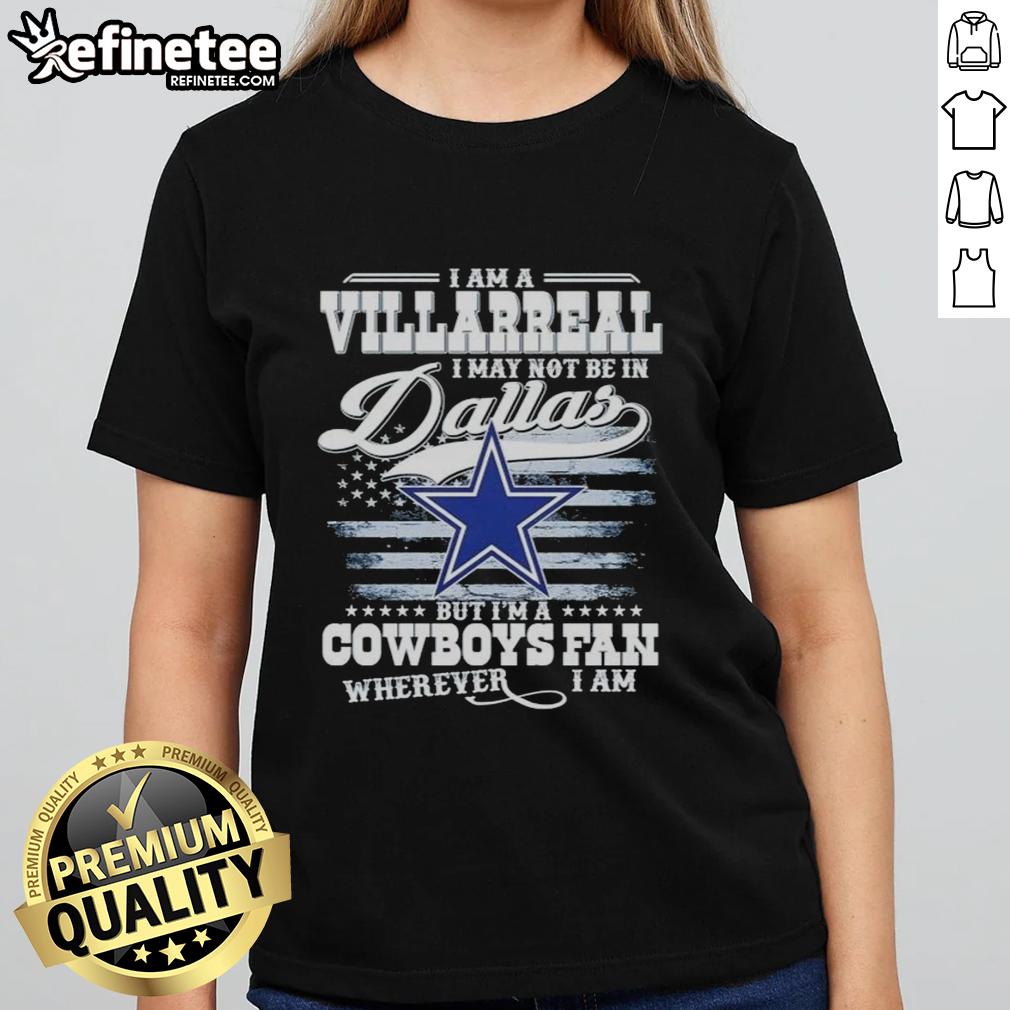 Villarreal ladies tee showing Cowboys pride, perfect for fans who support Dallas anywhere they go.