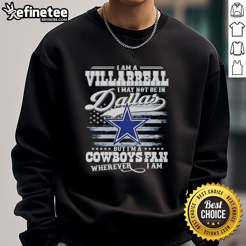 Alt Text: Villarreal sweatshirt for Cowboys fans, showcasing pride in Dallas team spirit, perfect for any location.