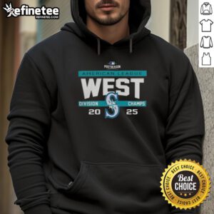 2025 Seattle Mariners AL West Division Champions hoodie, showcasing team pride and postseason spirit.