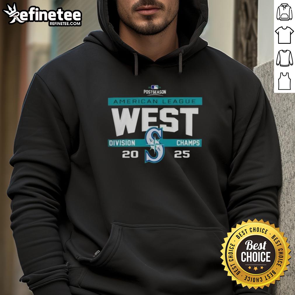 2025 Seattle Mariners AL West Division Champions hoodie, showcasing team pride and postseason spirit.