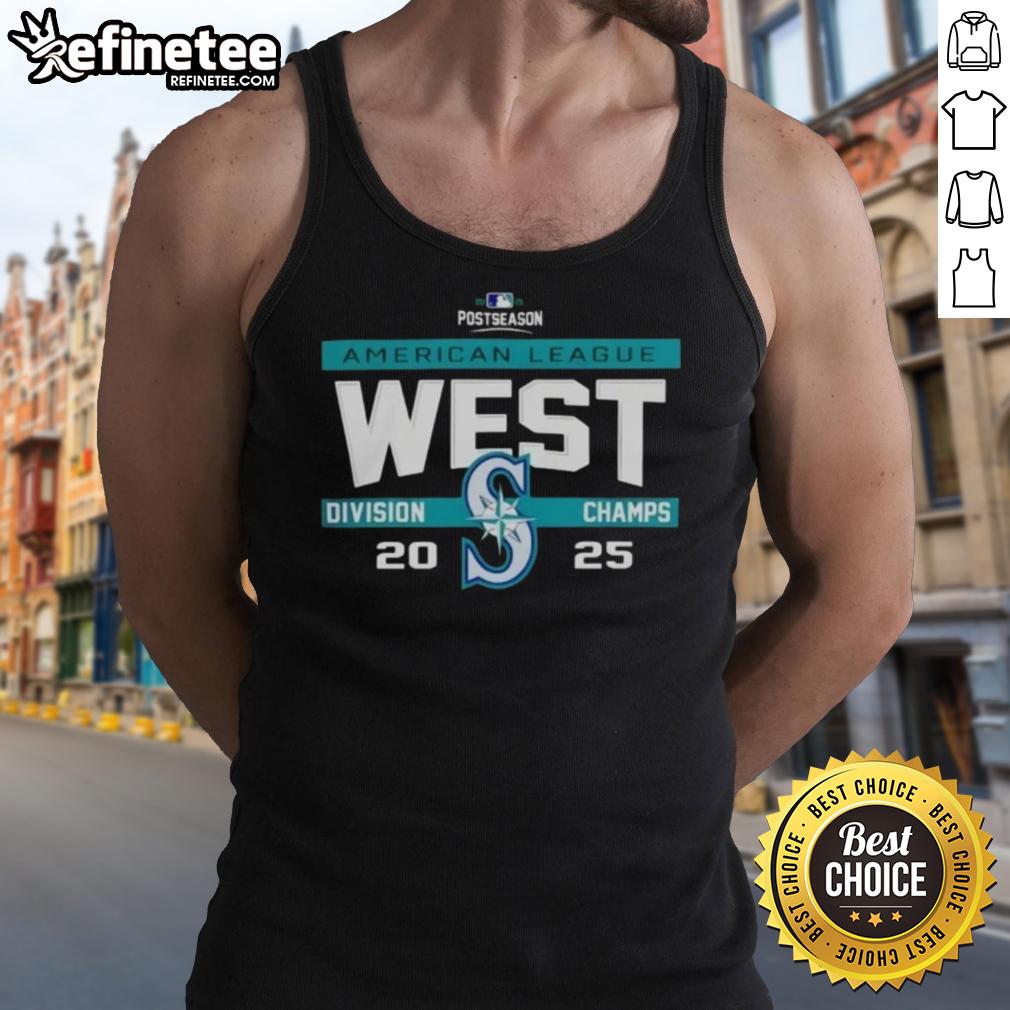 Seattle Mariners 2025 AL West Division Champions tank top celebrating MLB postseason victory.