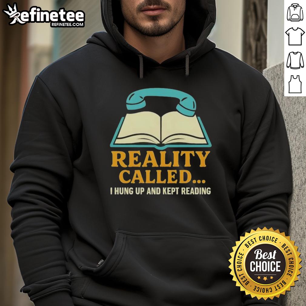 Alt Text: Cozy hoodie featuring the phrase I Hung Up And Kept Reading perfect for book lovers and comfortable lounging.