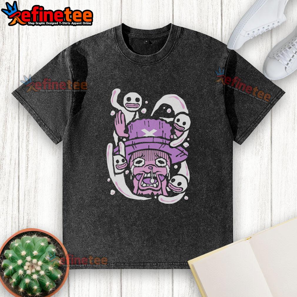 Nice scared reindeer graphic on a washed t-shirt, perfect for festive holiday wear and casual winter outfits.
