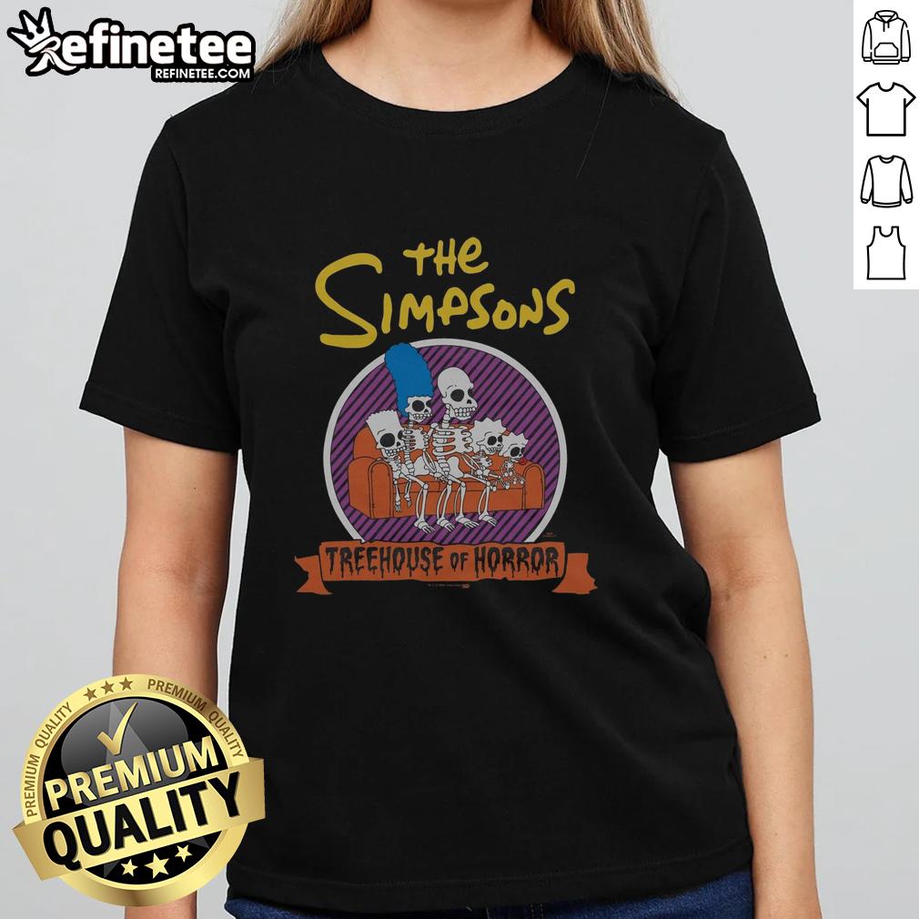 Nice The Simpsons Treehouse of Horror Ladies Tee featuring iconic characters for Halloween-themed fashion.