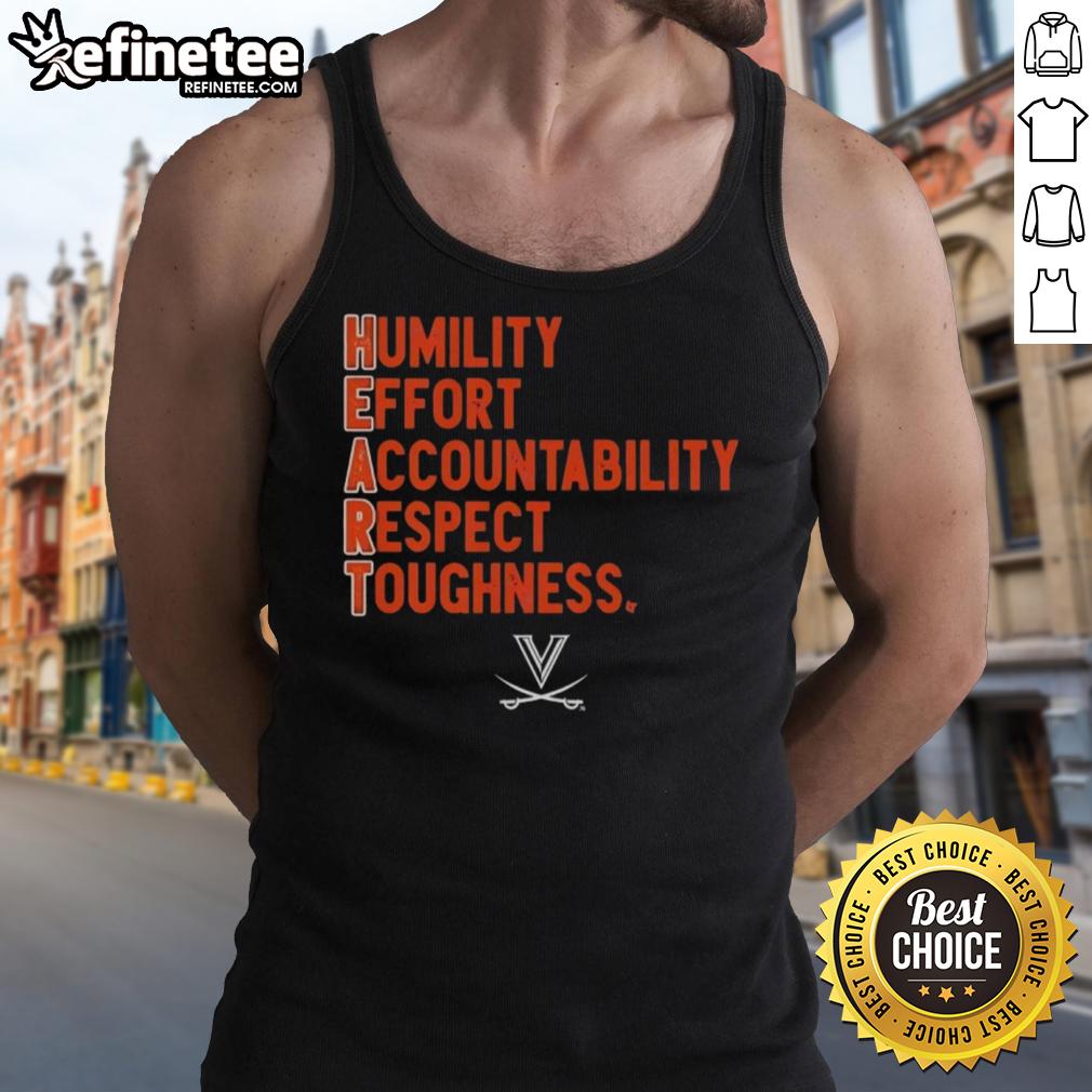 Virginia Cavaliers football H.E.A.R.T. tank top featuring Humility, Effort, Accountability, Respect, Toughness design.