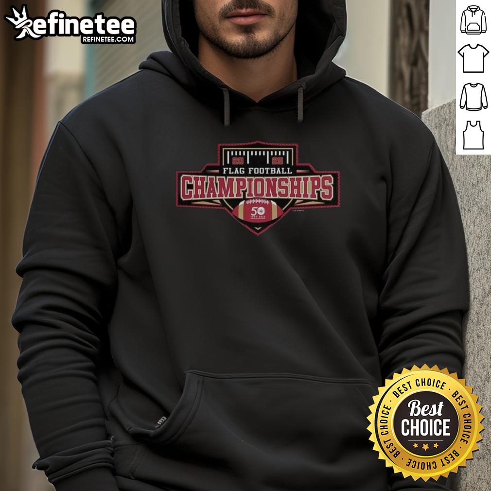 Alt Text: Official 2025 SOOH Flag Football Championships hoodie featuring team logos and vibrant colors for fans and players.