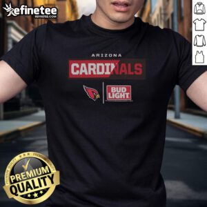 Alt Text: Official Bud Light Arizona Cardinals Team T-Shirt featuring bold team logo and vibrant colors for fans.